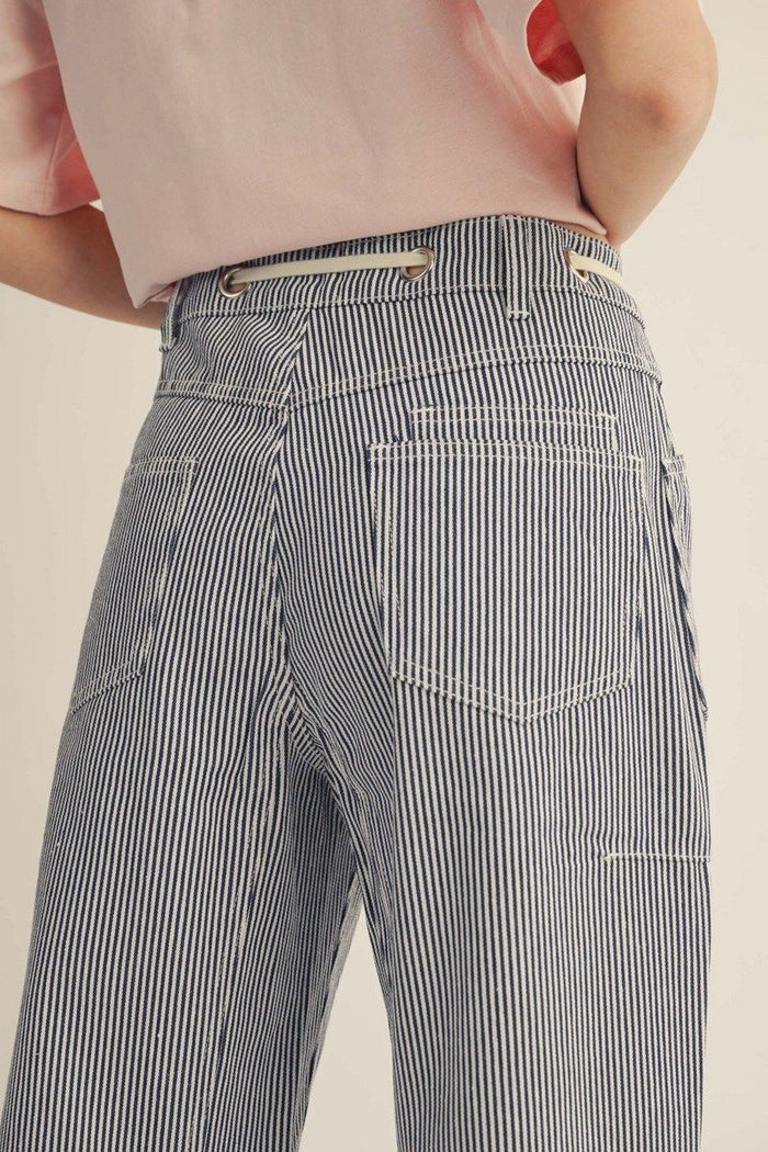 Drawstring Stripe Barrel Pants | 2 Colors Available