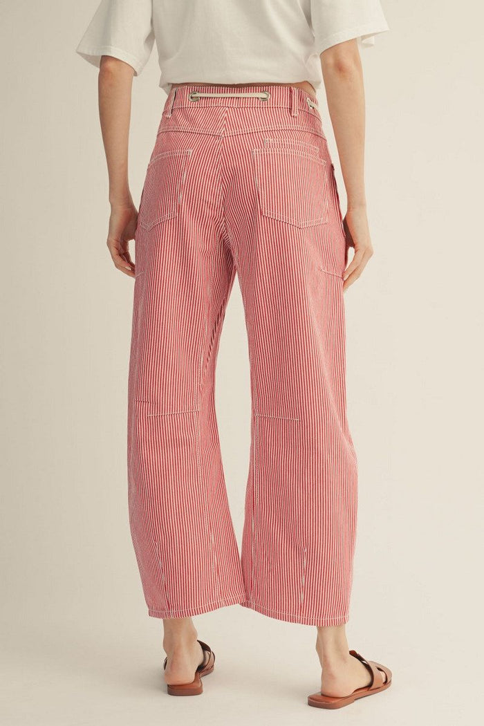 Drawstring Stripe Barrel Pants | 2 Colors Available