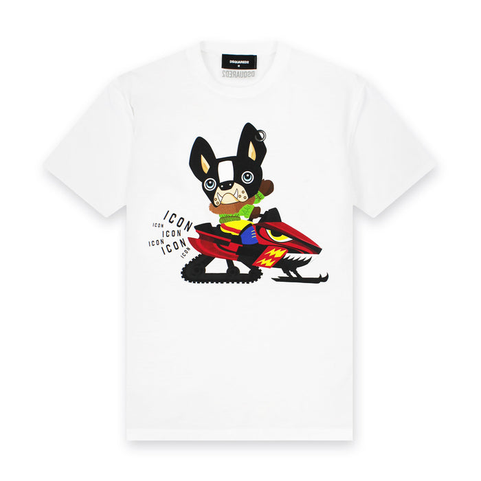 DSQUARED2 - Dog Print T-Shirt in White - Nigel Clare