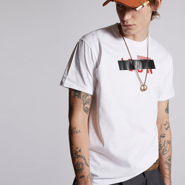 DSQUARED2 - Icon Taped T-Shirt in White - Nigel Clare