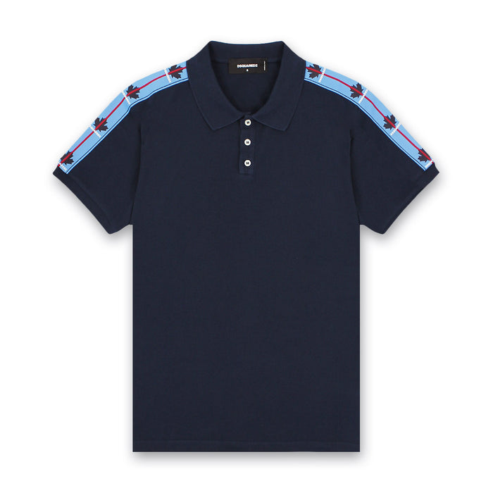 DSQUARED2 - Leaf Tape Polo Shirt in Navy - Nigel Clare