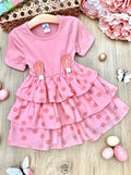 Mia Belle Girls Easter Dresses | Dotted Bunny Ears Tiered Ruffle Dress