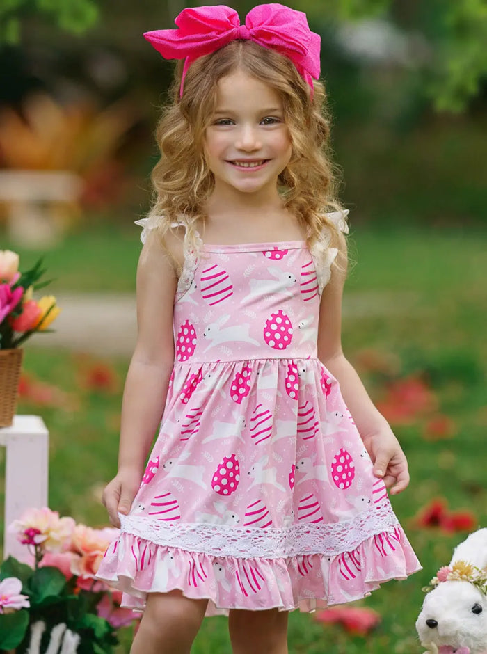 Mia Belle Girls Flutter Sleeve Scalloped Lace Dress | Easter Dresses