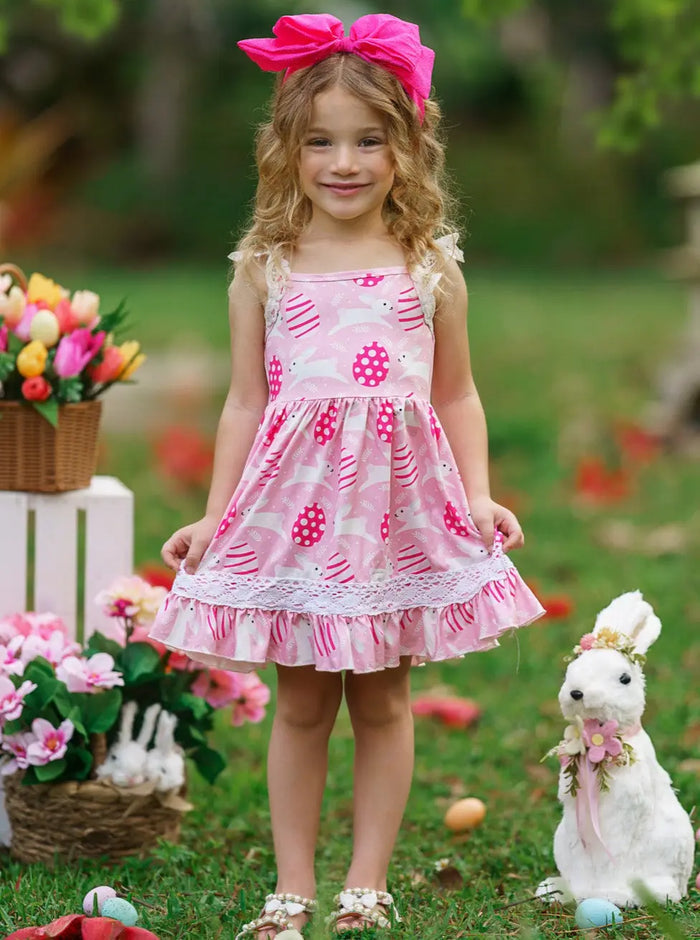 Mia Belle Girls Flutter Sleeve Scalloped Lace Dress | Easter Dresses