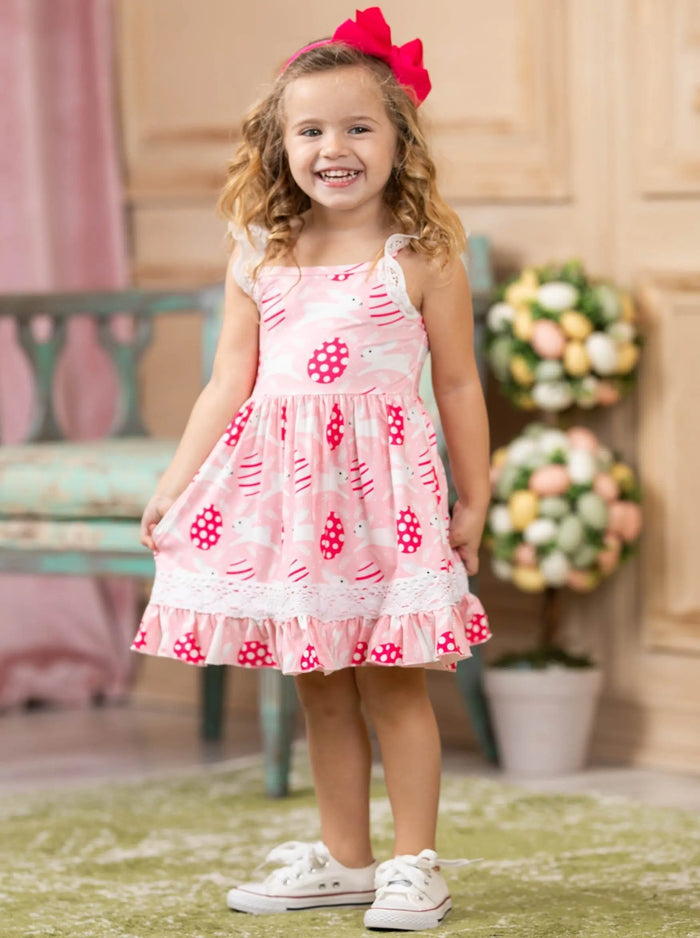 Mia Belle Girls Flutter Sleeve Scalloped Lace Dress | Easter Dresses