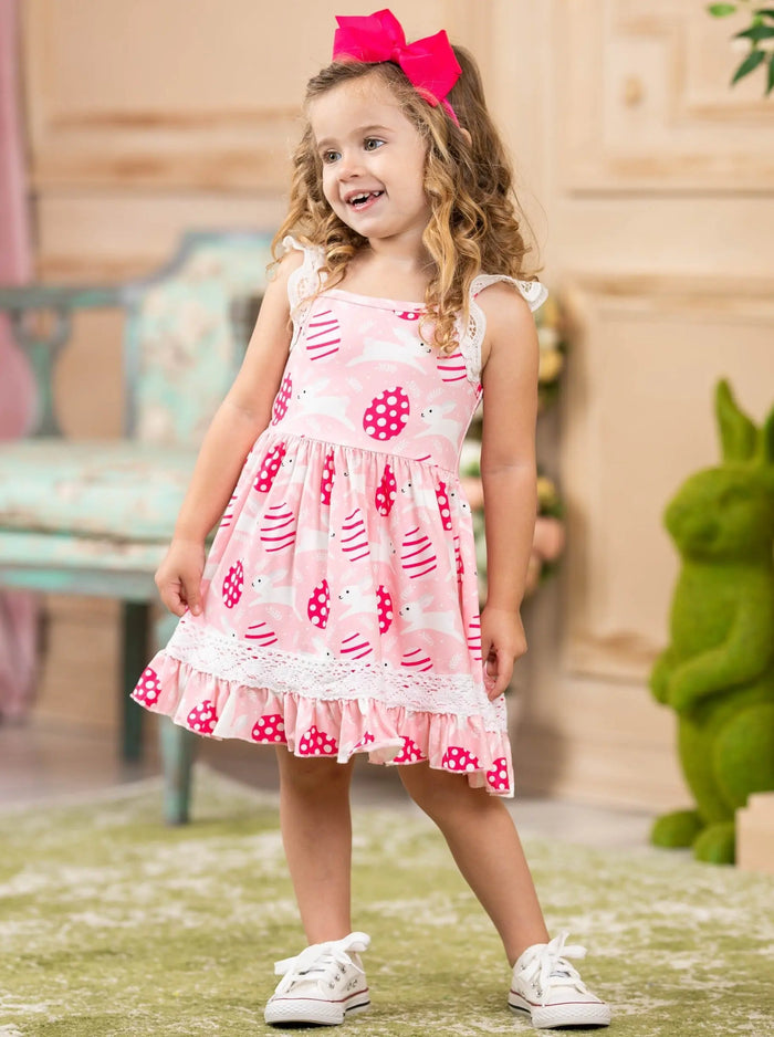 Mia Belle Girls Flutter Sleeve Scalloped Lace Dress | Easter Dresses