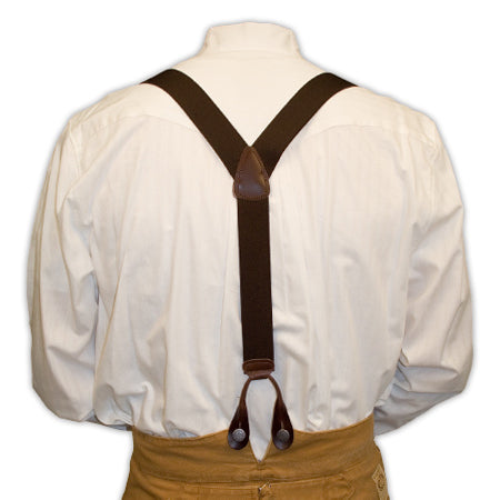 Brown Elastic Y-Back Braces (Long)