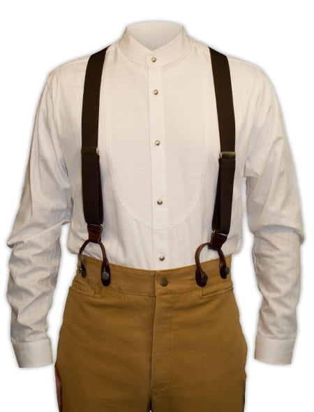 Brown Elastic Y-Back Braces (Long)