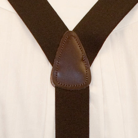 Brown Elastic Y-Back Braces (Long)