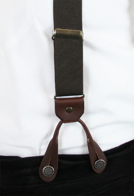 Brown Elastic Y-back Suspenders