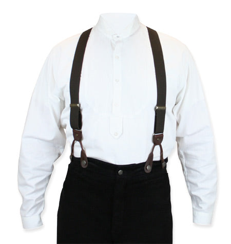 Brown Elastic Y-back Suspenders