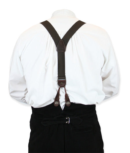 Brown Elastic Y-back Suspenders