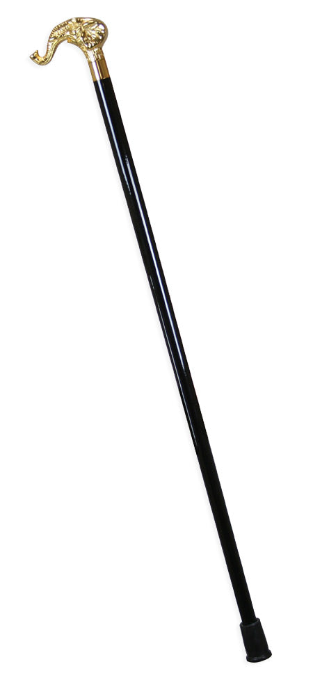 Elephant Handle Cane - Gold Tone