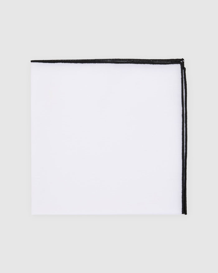 Embroidered White Cotton Pocket Square - Men's Pocket Squares at Menzclub