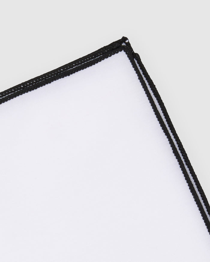 Embroidered White Cotton Pocket Square - Men's Pocket Squares at Menzclub