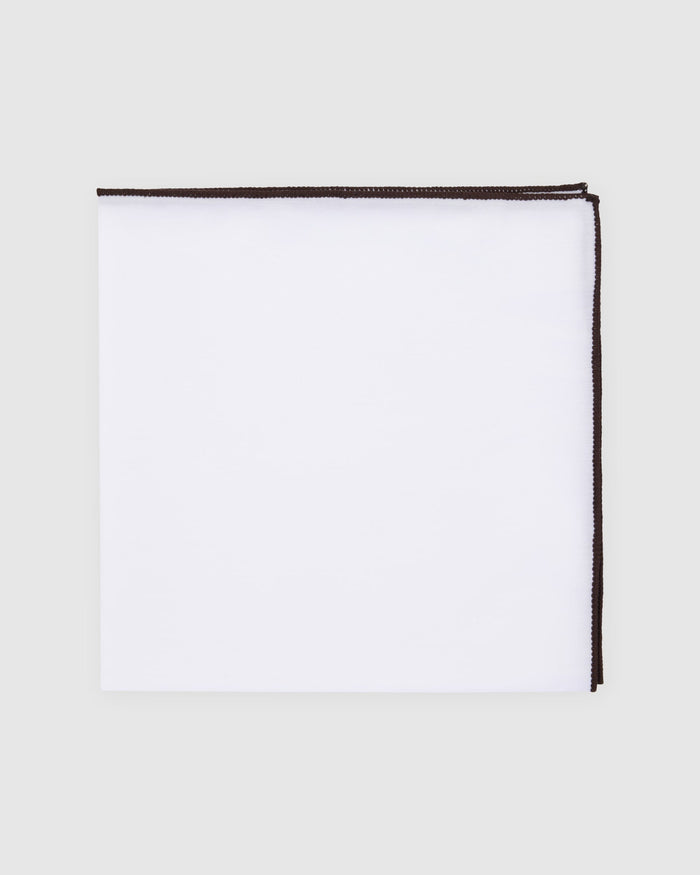 Embroidered White Cotton Pocket Square - Men's Pocket Squares at Menzclub