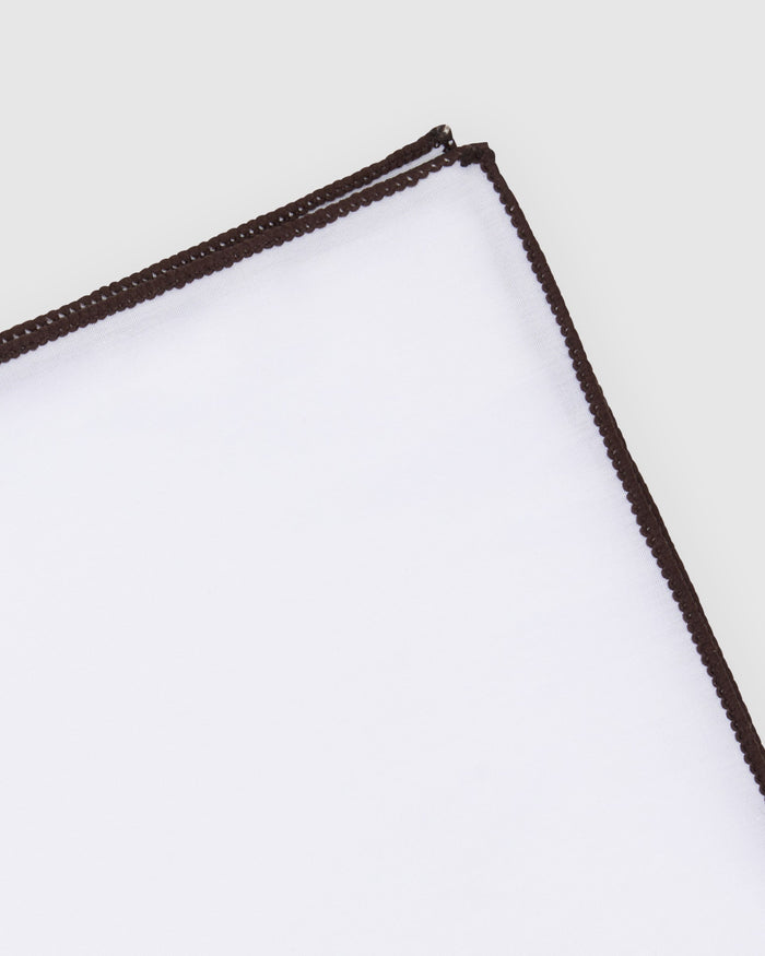 Embroidered White Cotton Pocket Square - Men's Pocket Squares at Menzclub