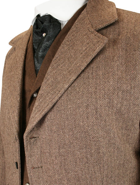 Emerson Frock Coat - Brown Herringbone Tweed