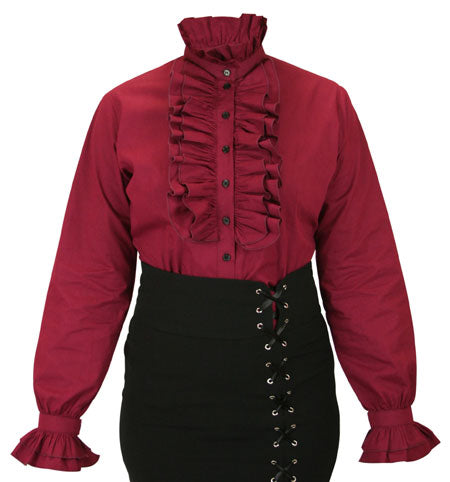Emmeline Ruffle Blouse - Burgundy