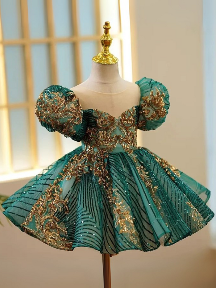 Enchanting Sequin Puff Sleeve Special Occasion Dress Mia Belle Girls