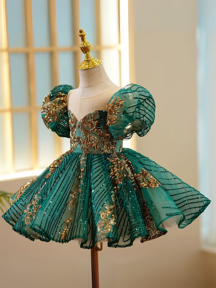 Enchanting Sequin Puff Sleeve Special Occasion Dress Mia Belle Girls