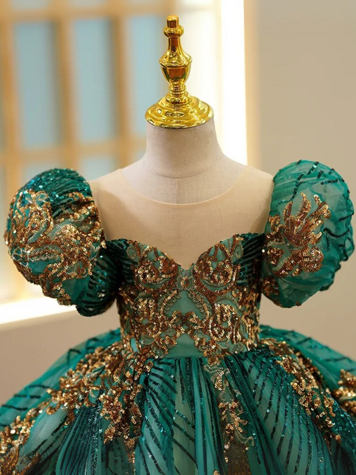 Enchanting Sequin Puff Sleeve Special Occasion Dress Mia Belle Girls