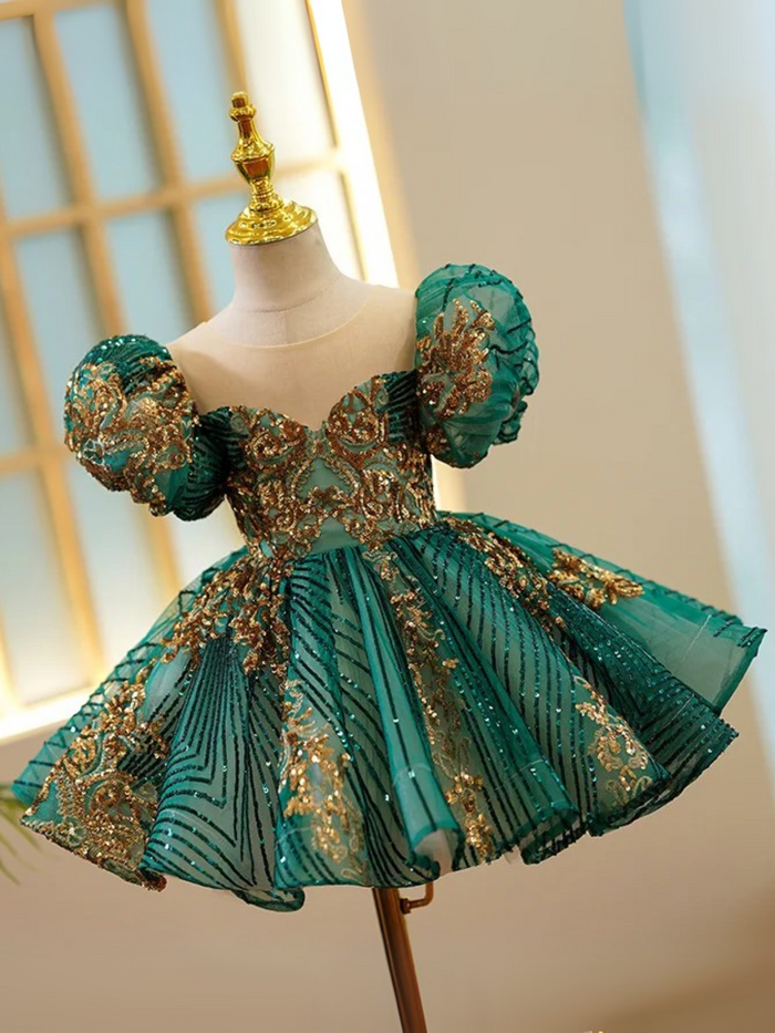 Enchanting Sequin Puff Sleeve Special Occasion Dress Mia Belle Girls