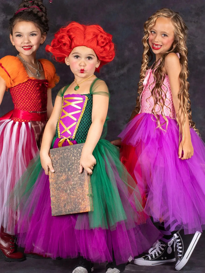 Girls Mary Sanderson Witch Tutu Costume Dress with Apron Mia Belle Girls