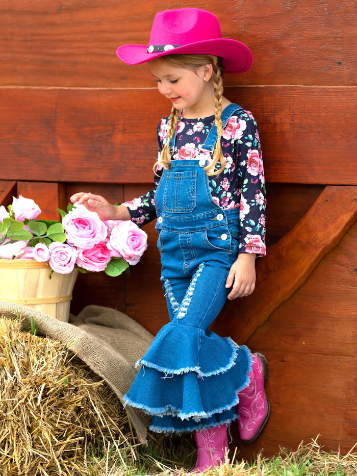 Fall Florals Flared Overall Set Mia Belle Girls