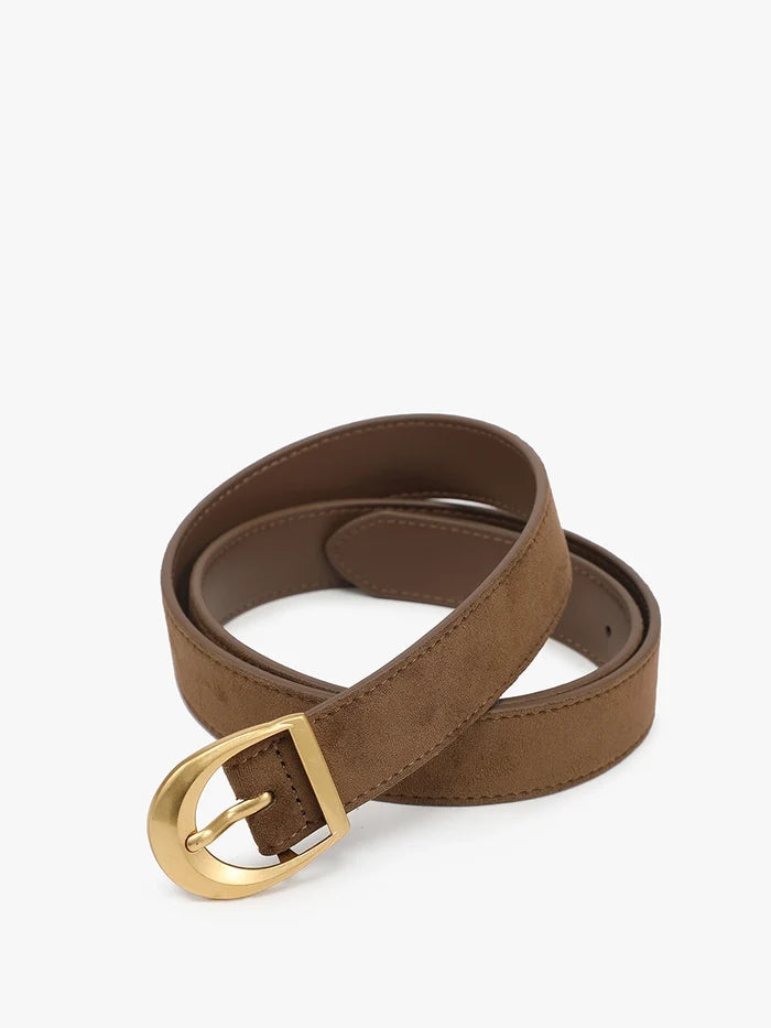 Faux Suede Belt with Antique Buckle