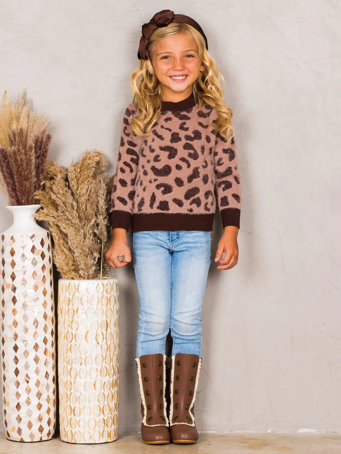 Kids Sweaters & Cardigans | Leopard Print Sweater | Mia Belle Girls