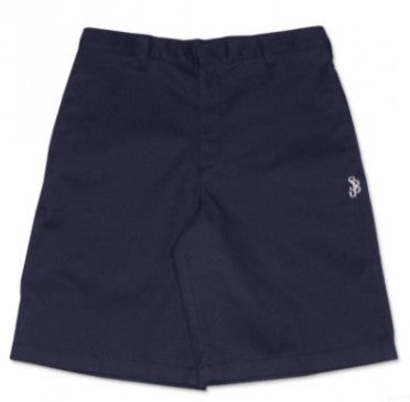 FLAT FRONT SHORTS WITH SJB EMBROIDERED LOGO - NAVY