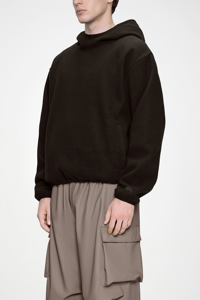 RAINS Fleece Hoodie Bark Long Sleeve