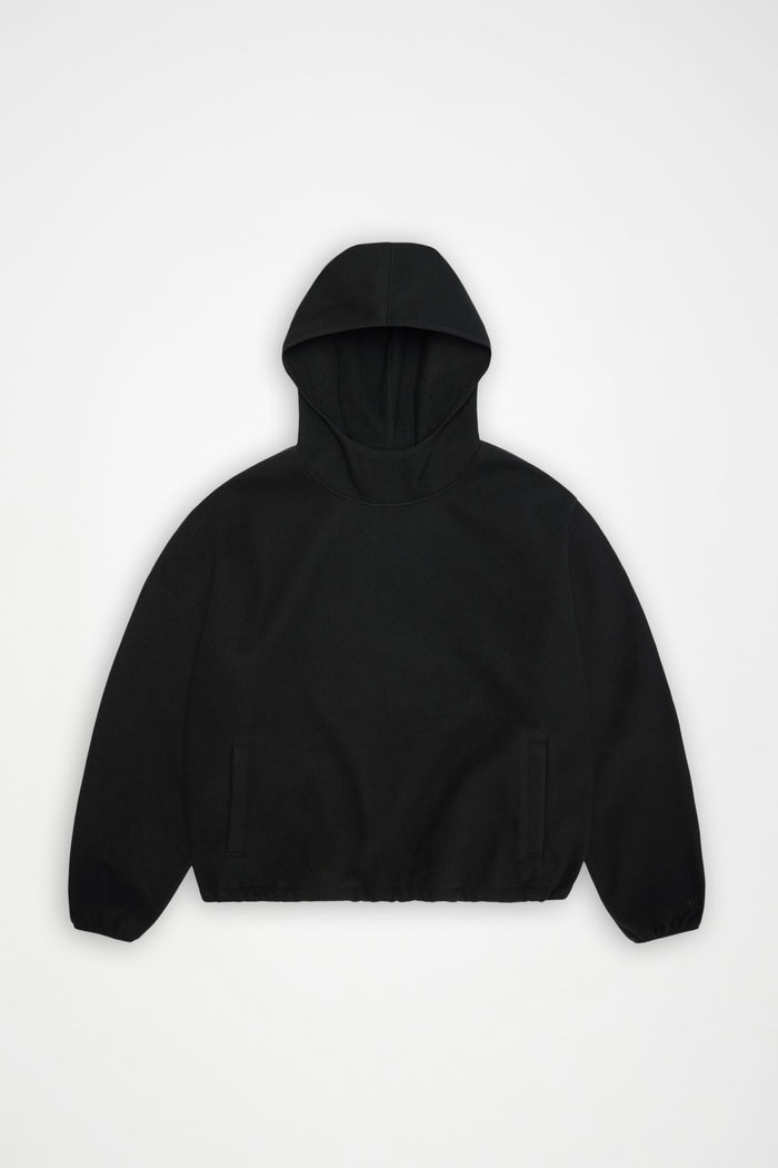 RAINS Fleece Hoodie Black Long Sleeve
