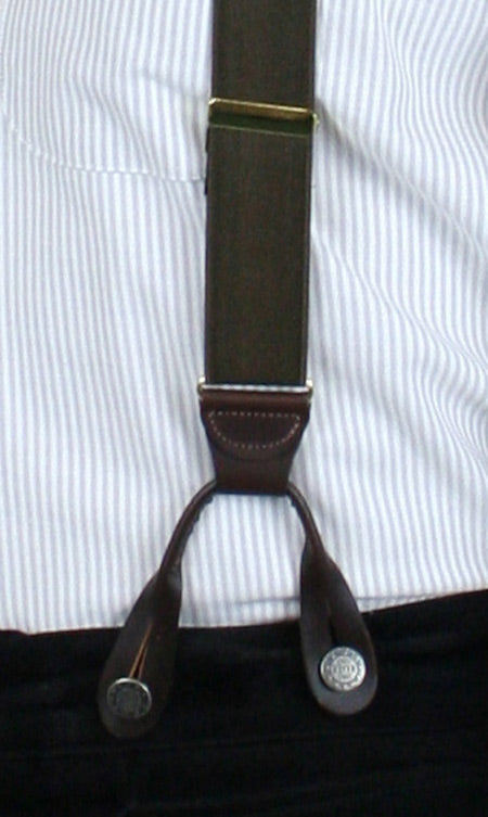 French Satin Suspenders - Brown