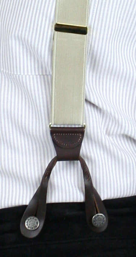 French Satin Suspenders - Khaki