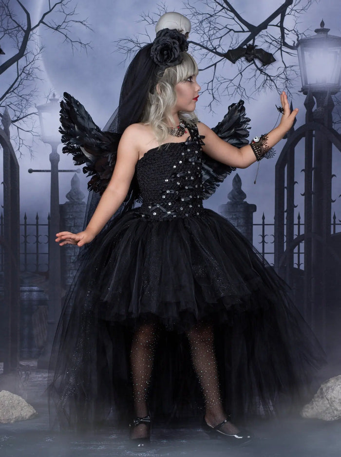 Kids Halloween Costumes | Angel of Death Tutu Dress | Mia Belle Girls