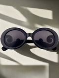 Girls Black Round Vintage Sunglasses - Black - Girls Accessories