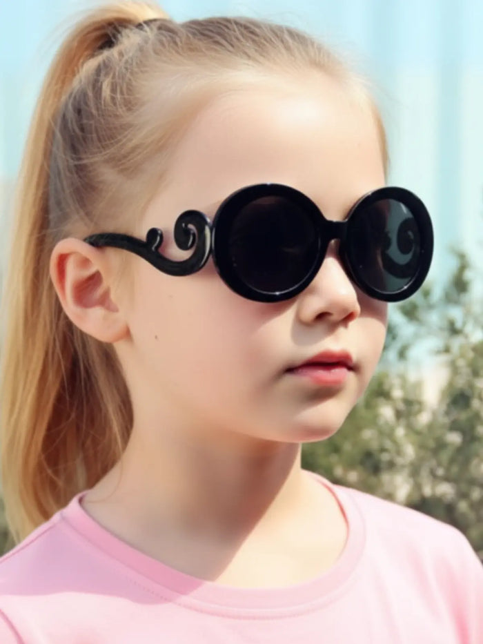 Girls Black Round Vintage Sunglasses Mia Belle Girls