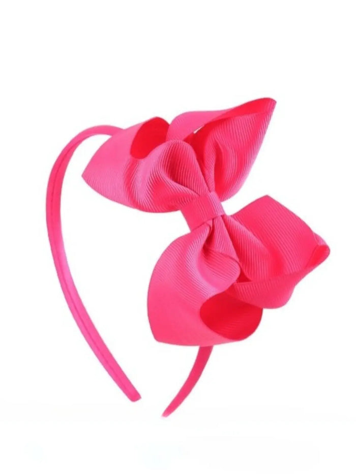 Girls Pink Ribbon Bow Headband Mia Belle Girls