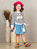 Girls Rainbow Sweatshirt and Rainbow Unicorn Skirt Set