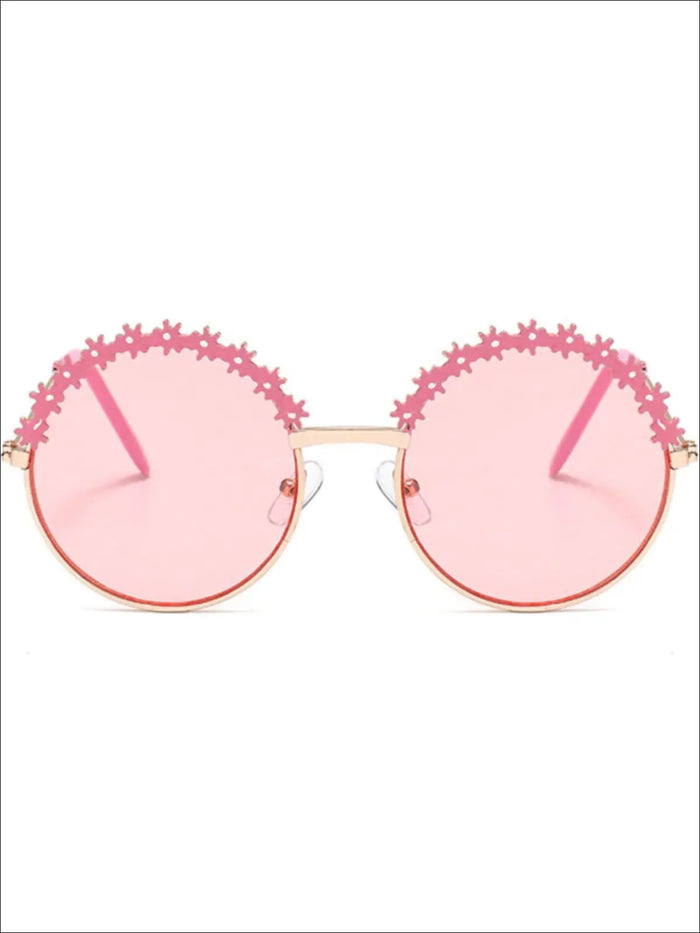 Girls Round Vintage Floral Sunglasses - Girls Accessories