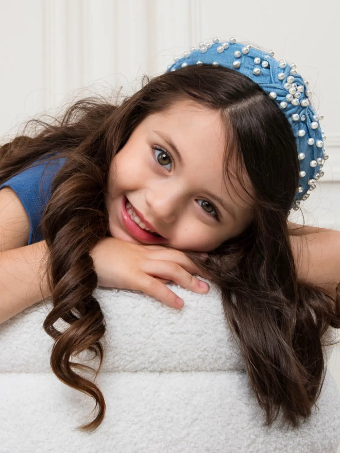 Girls Velvet and Pearl Twist Knot Headband Mia Belle Girls