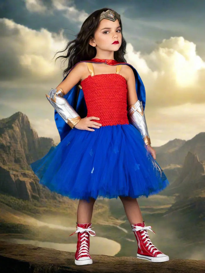 Girls Wonder Princess Tutu Costume Dress With Cape Mia Belle Girls