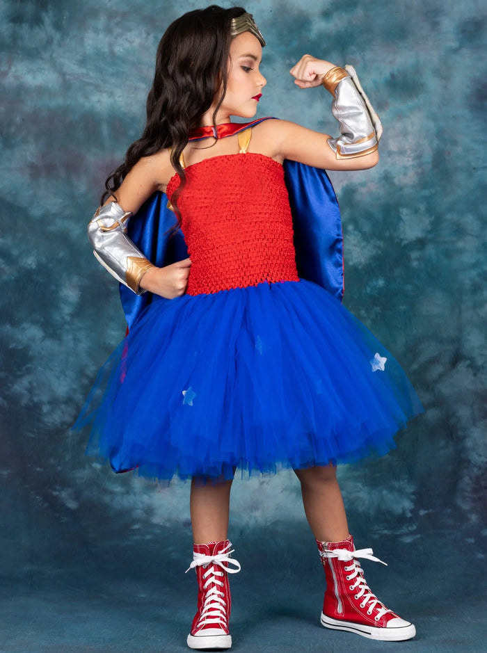 Girls Wonder Princess Tutu Costume Dress With Cape Mia Belle Girls