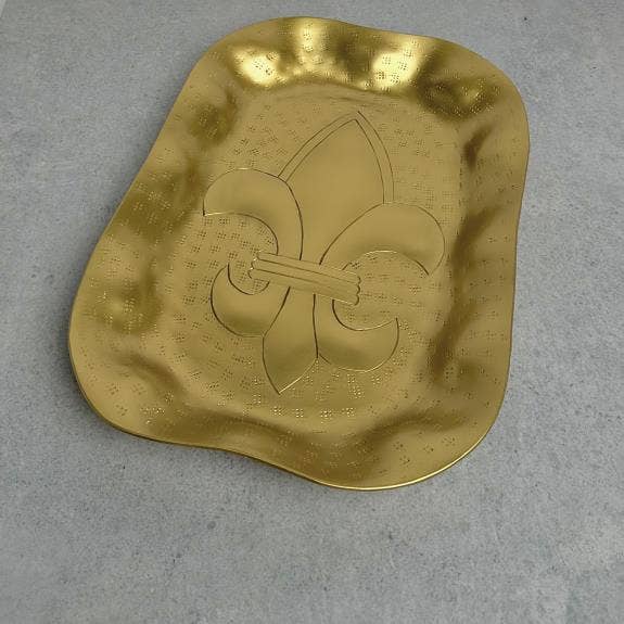 Gold Alum Fleur de Lis Tray