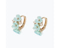 Gold and Mint Flower Hoop Earrings