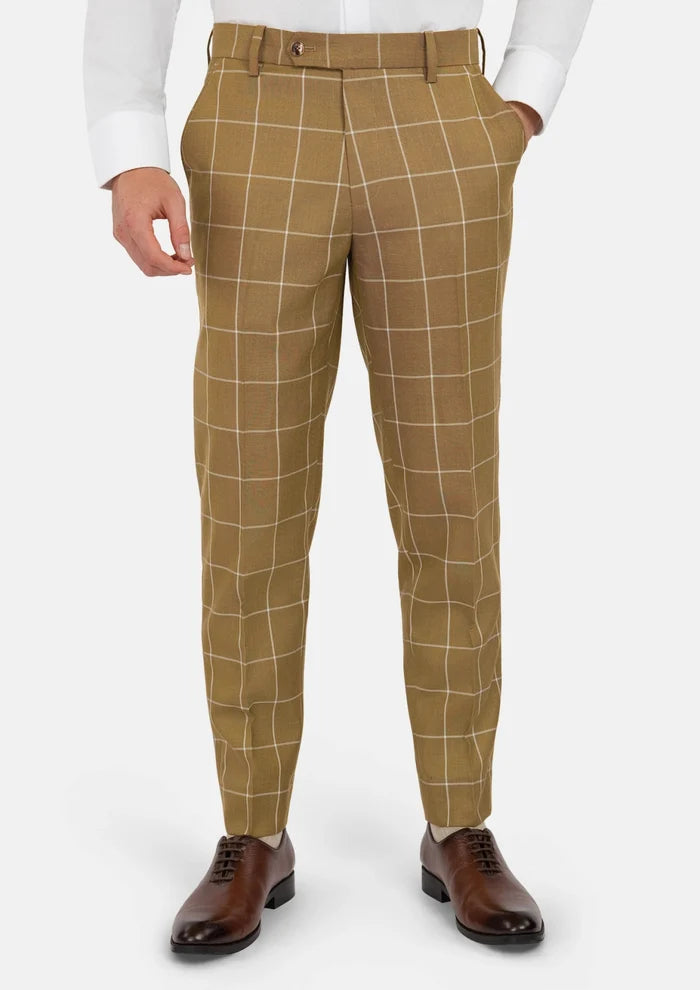 Gold Windowpane Pants - SARTORO