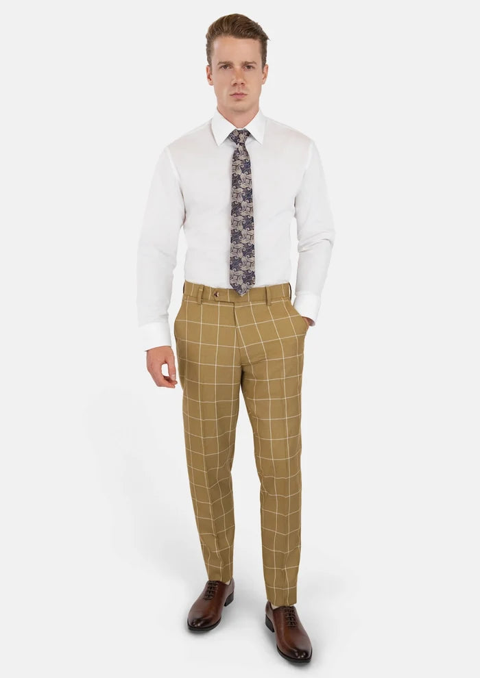 Gold Windowpane Pants - SARTORO