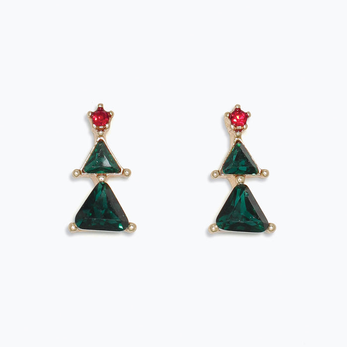 Green Crystal Tree Earrings